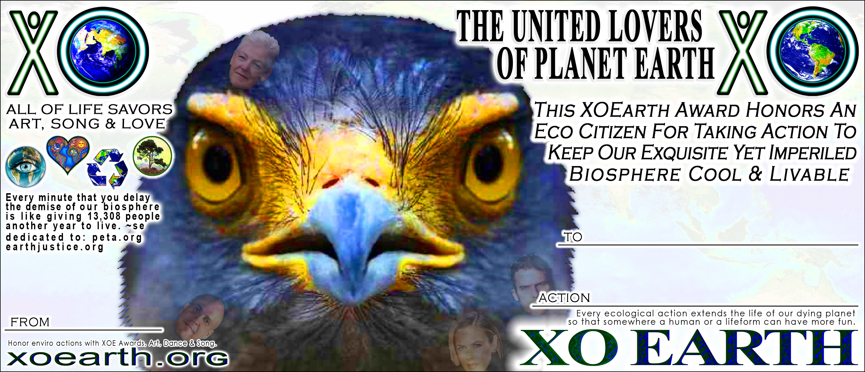 Bird Award + Earth Justice + PETA : Give These To Kind Peeps And Kind Businesses